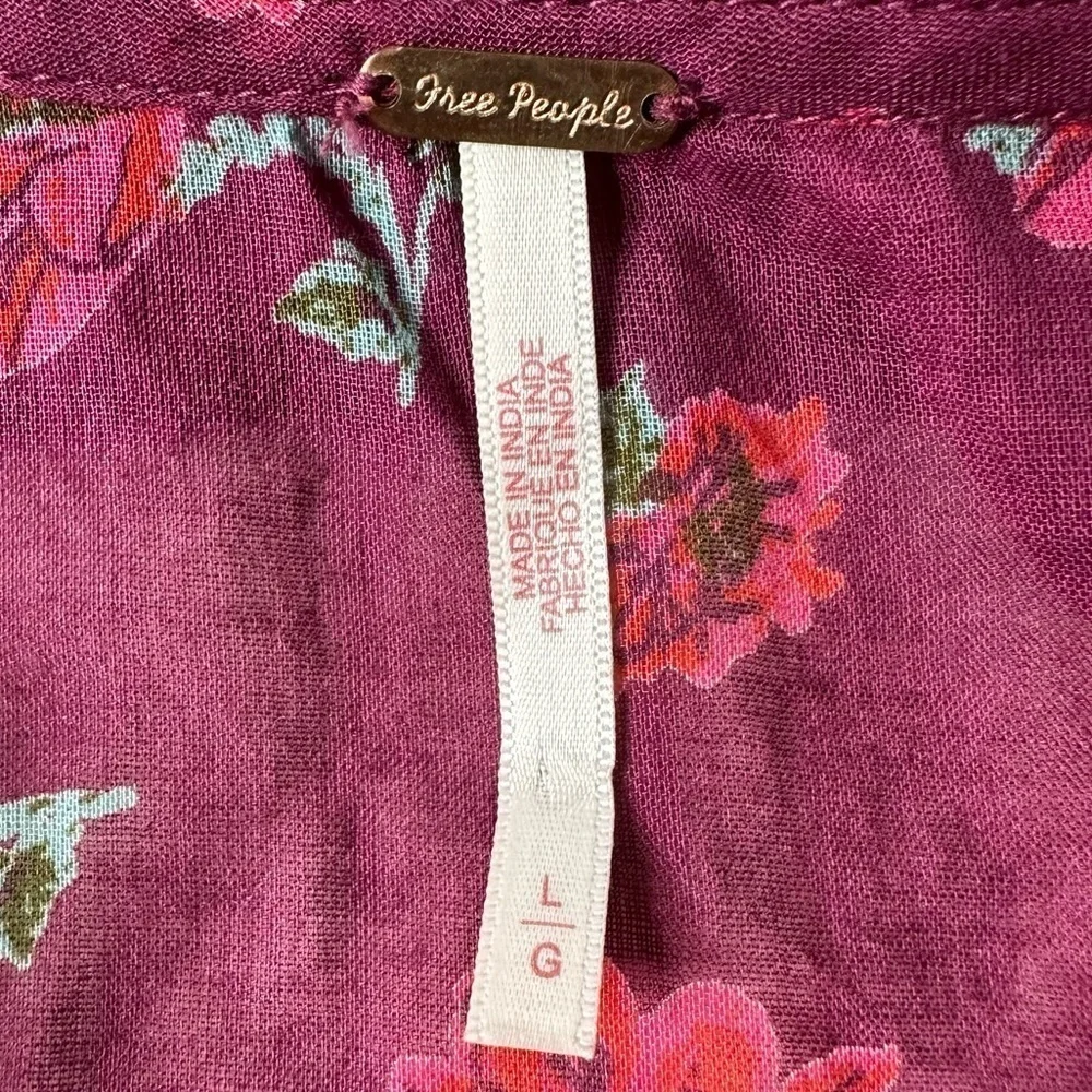 Free People Amanda Ruffle Long Sleeve Top Women's Size Large